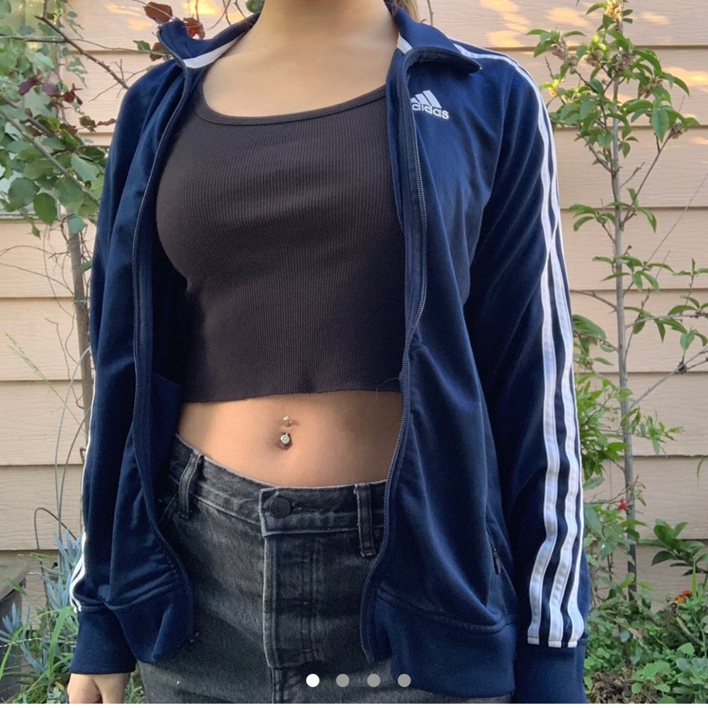 Navy blue adidas 3 stripe jacket